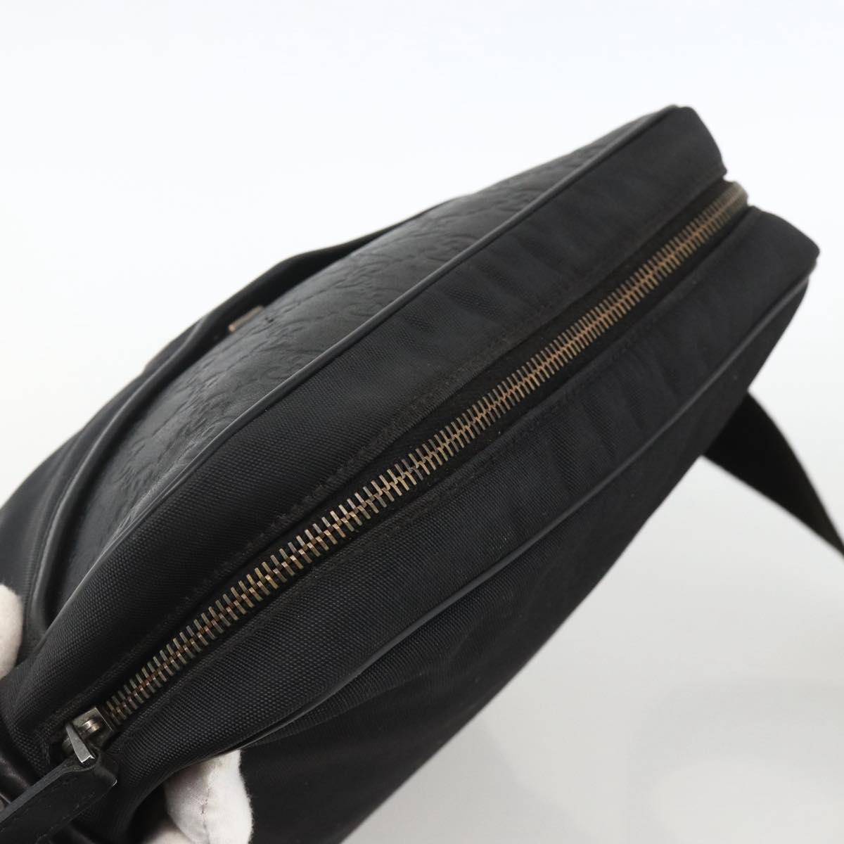 GUCCI GG Canvas Guccissima Shoulder Bag Leather Black Silver 162783 Auth bs34249