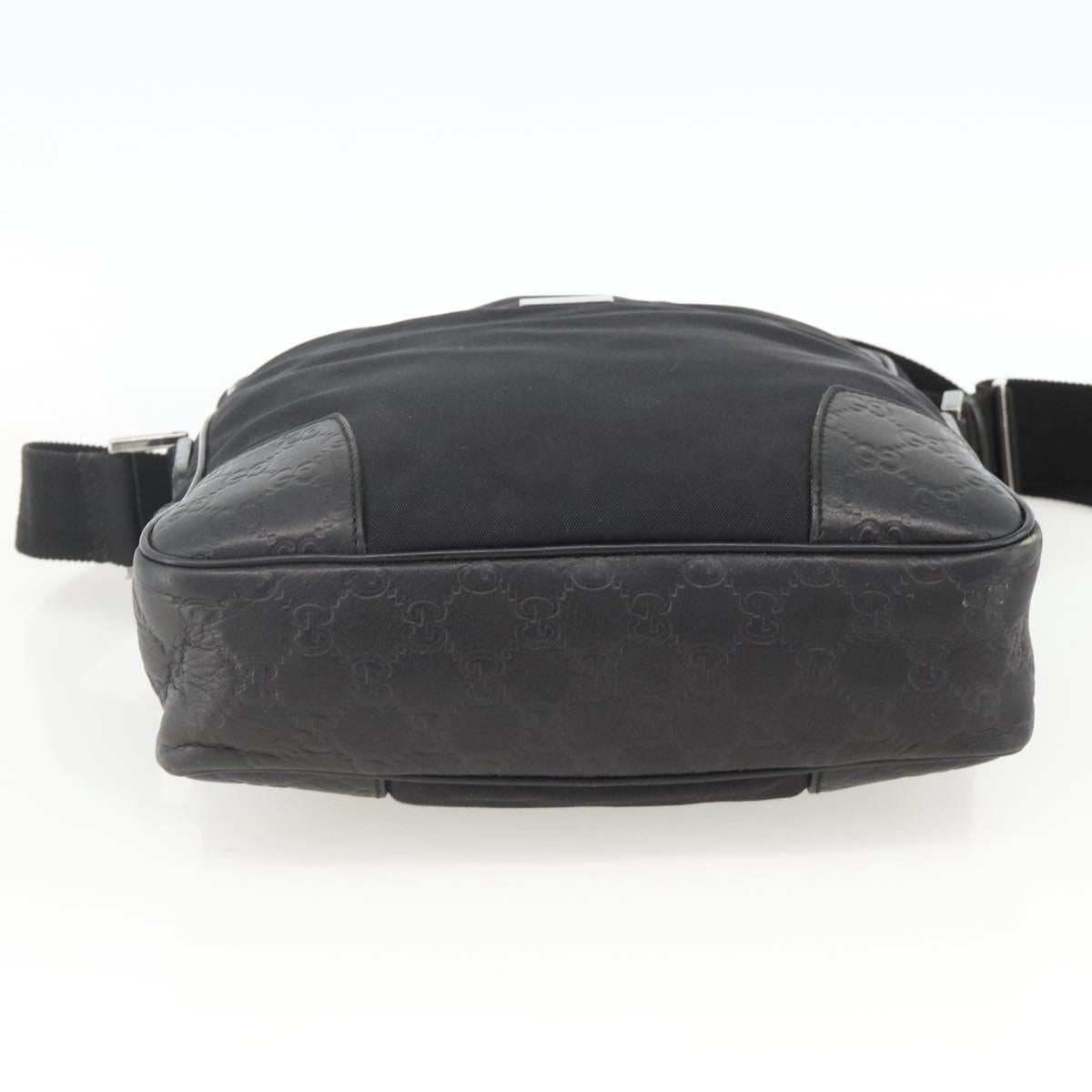 GUCCI GG Canvas Guccissima Shoulder Bag Leather Black Silver 162783 Auth bs34249