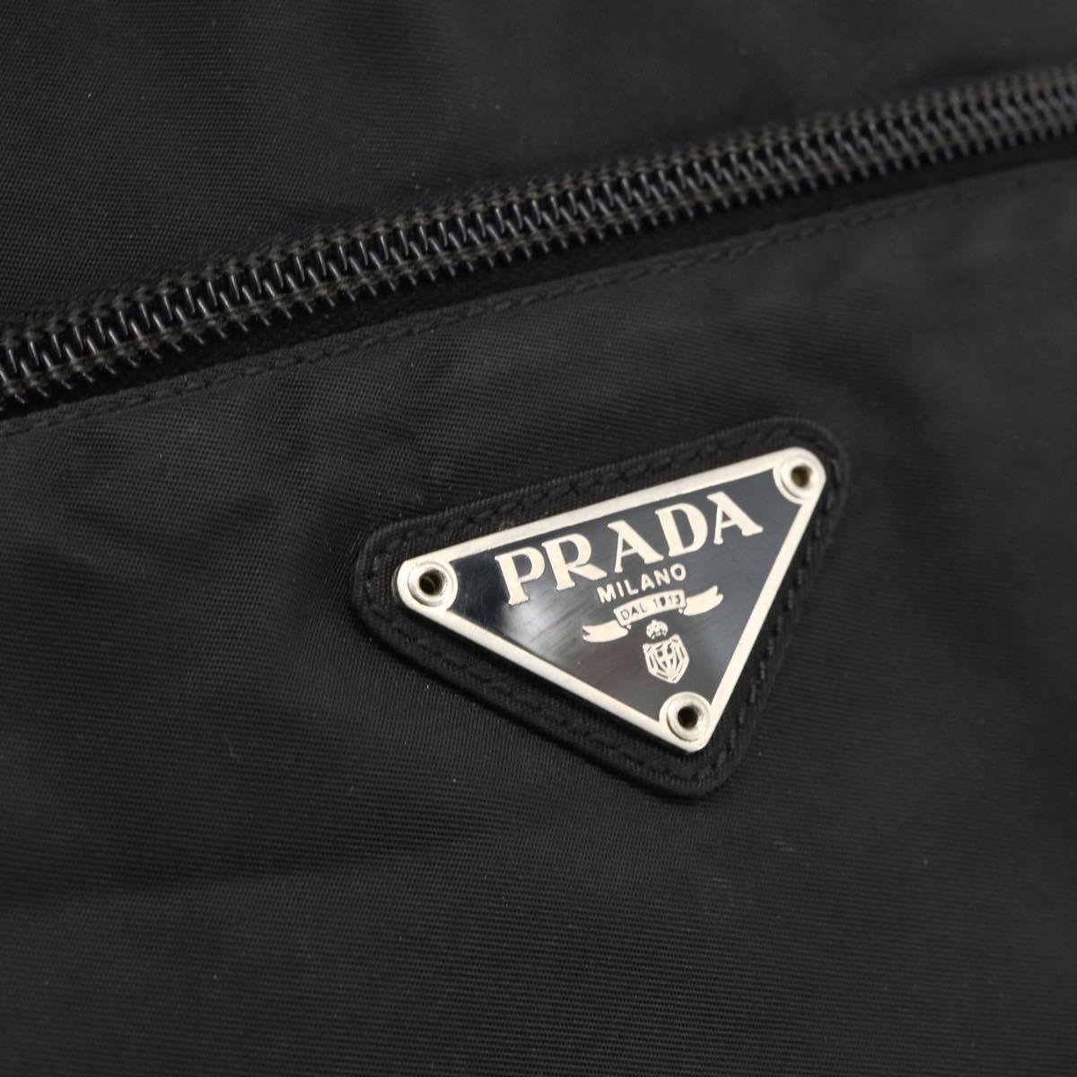 PRADA Tote Bag Nylon Black Silver Auth bs34250