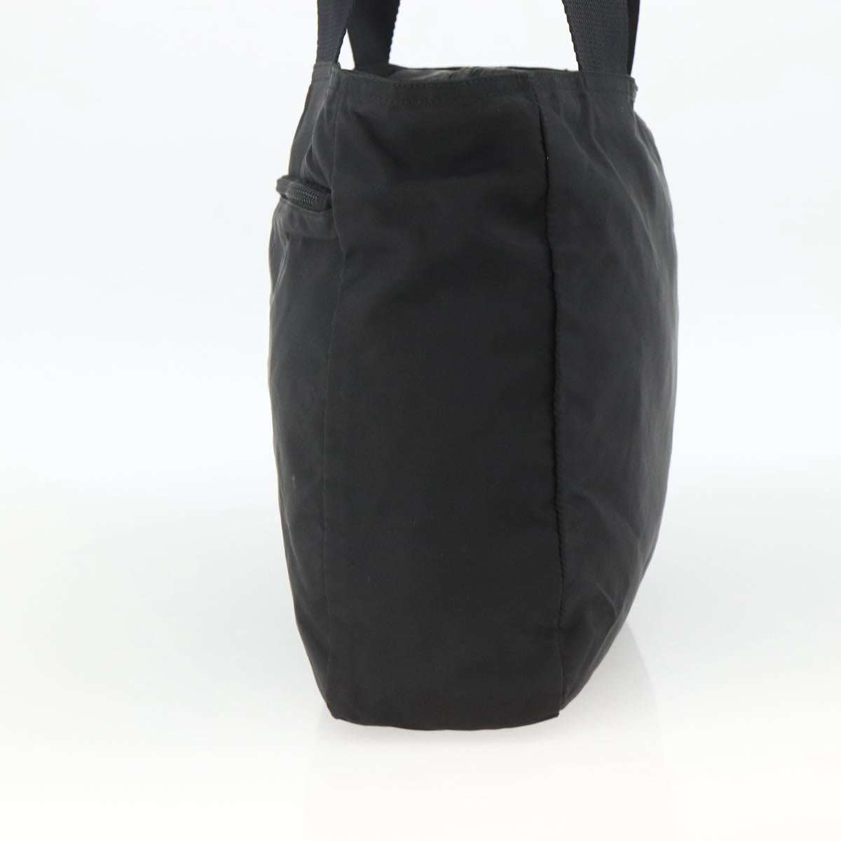 PRADA Tote Bag Nylon Black Silver Auth bs34250