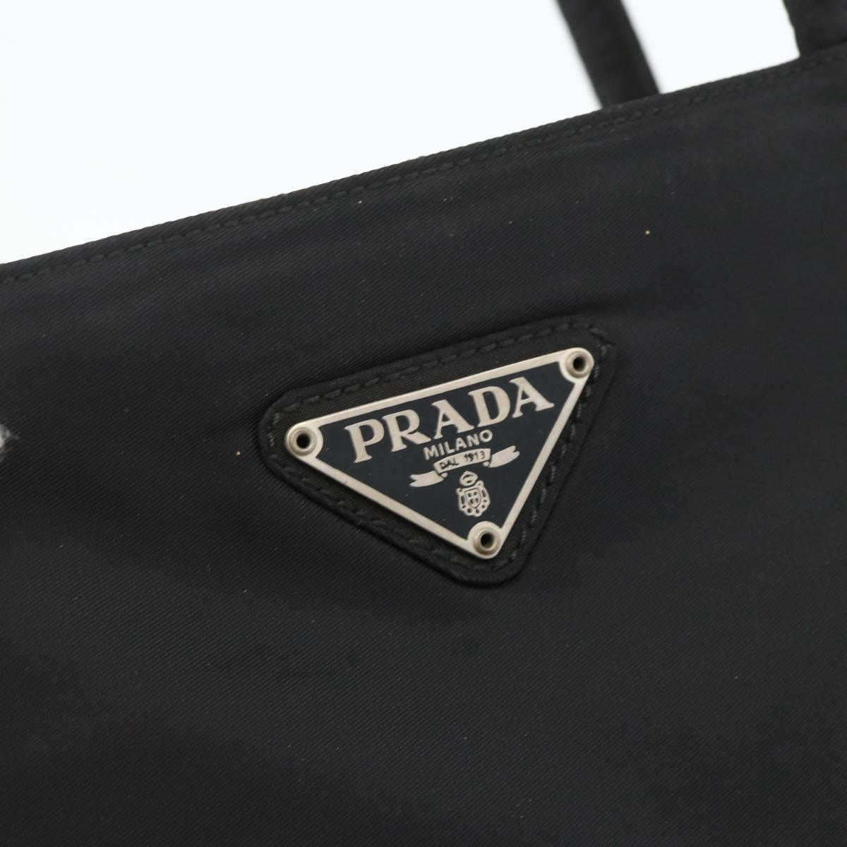 PRADA Hand Bag Nylon Black Silver Auth bs34251