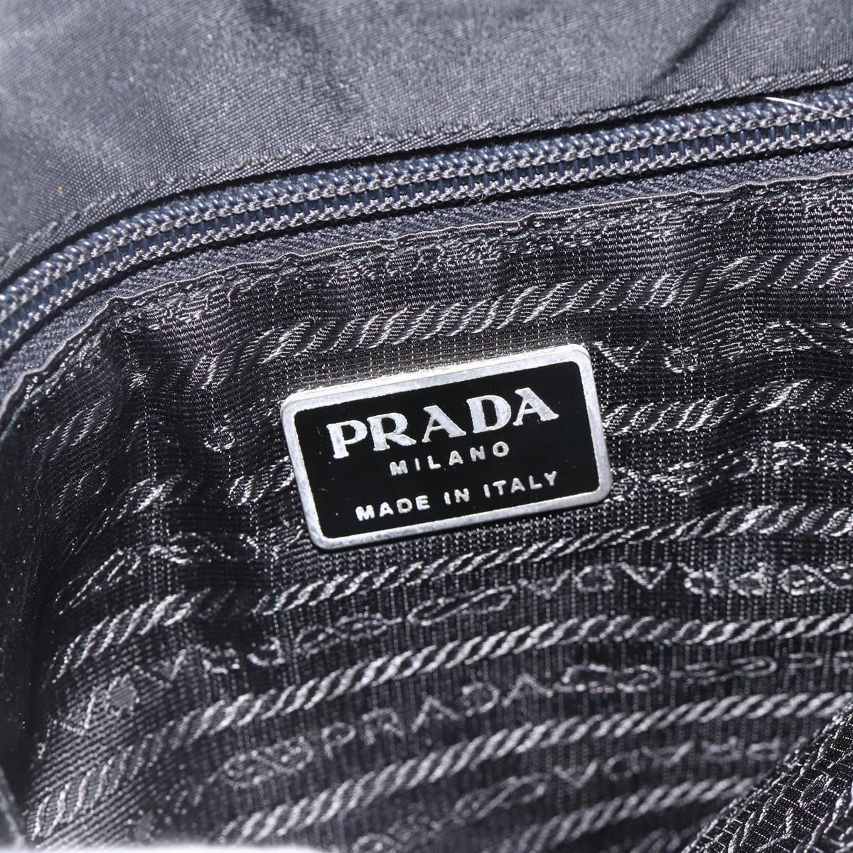 PRADA Hand Bag Nylon Black Silver Auth bs34251