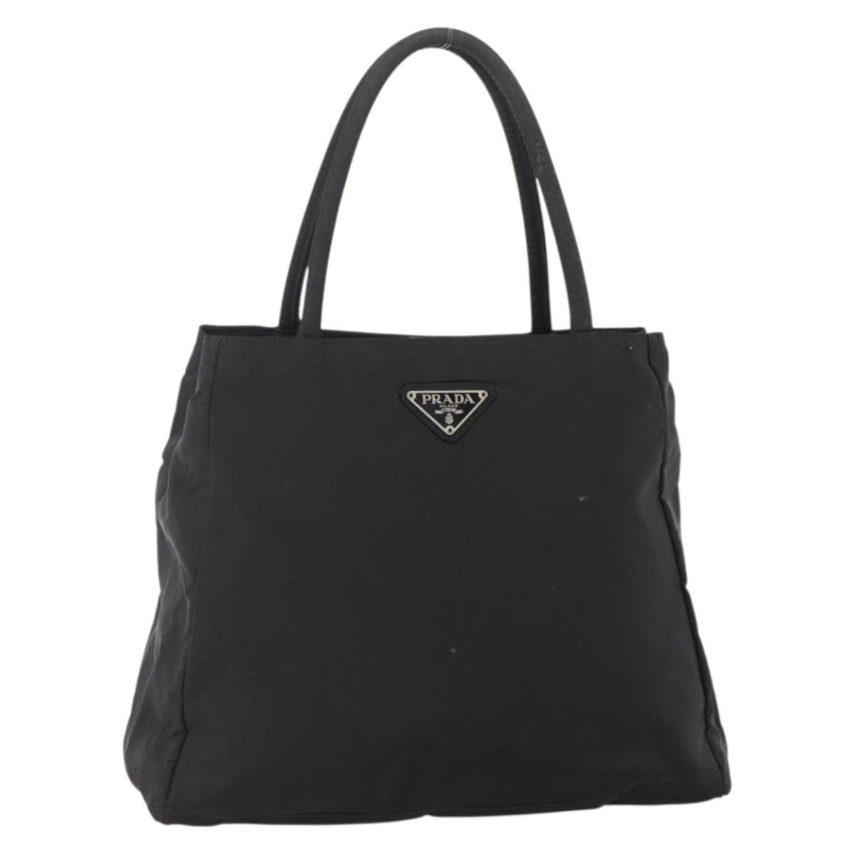 PRADA Hand Bag Nylon Black Silver Auth bs34251