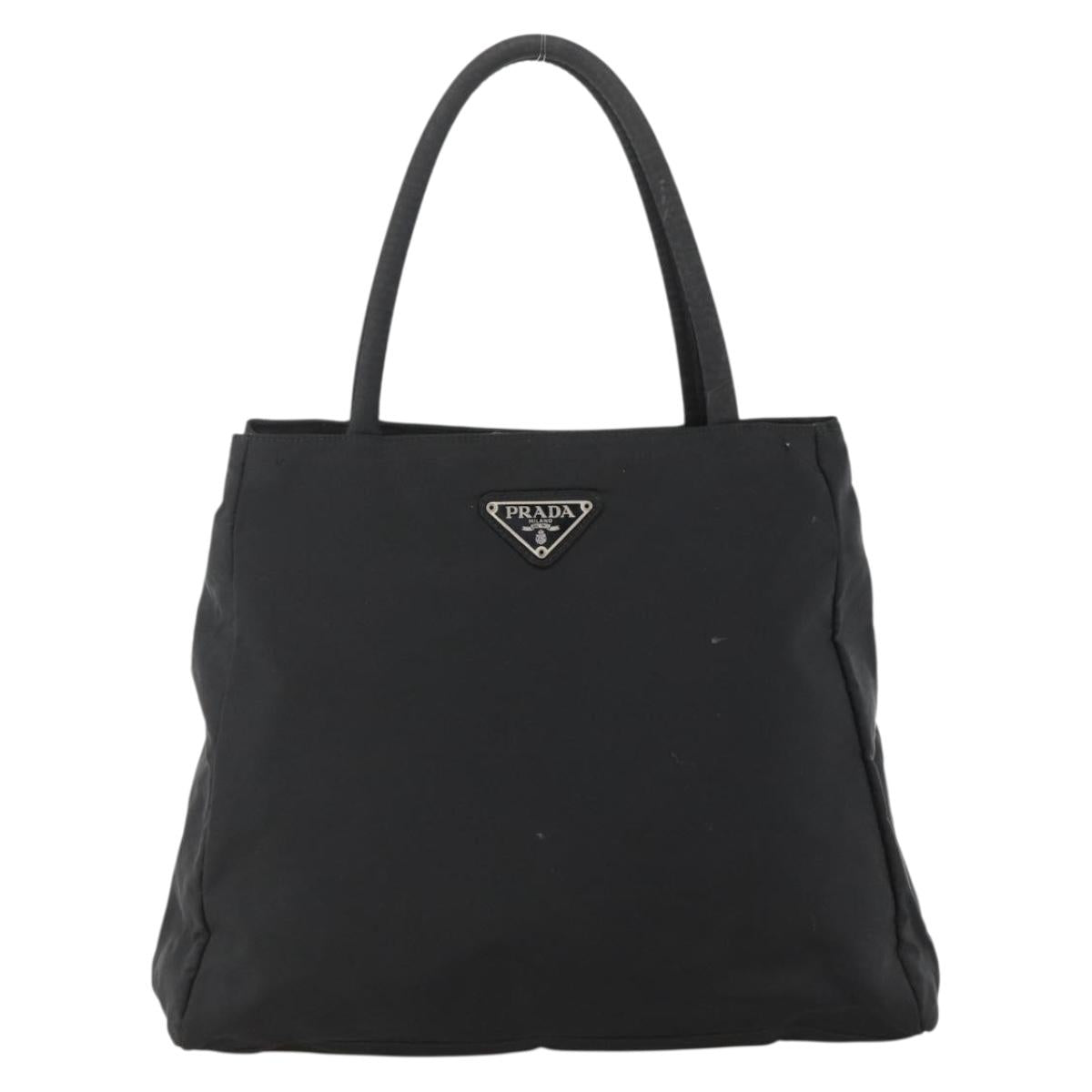 PRADA Hand Bag Nylon Black Silver Auth bs34251