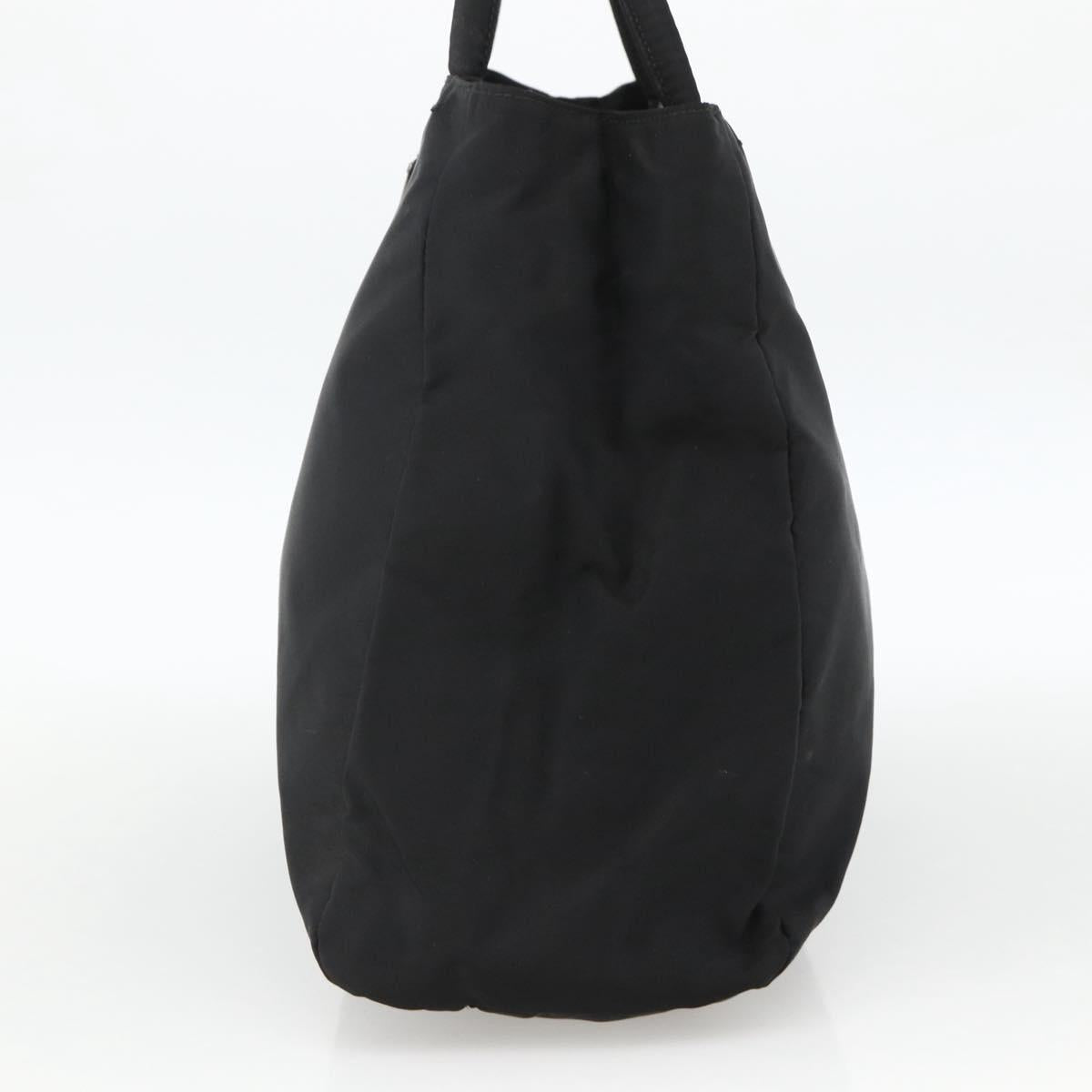 PRADA Hand Bag Nylon Black Silver Auth bs34251