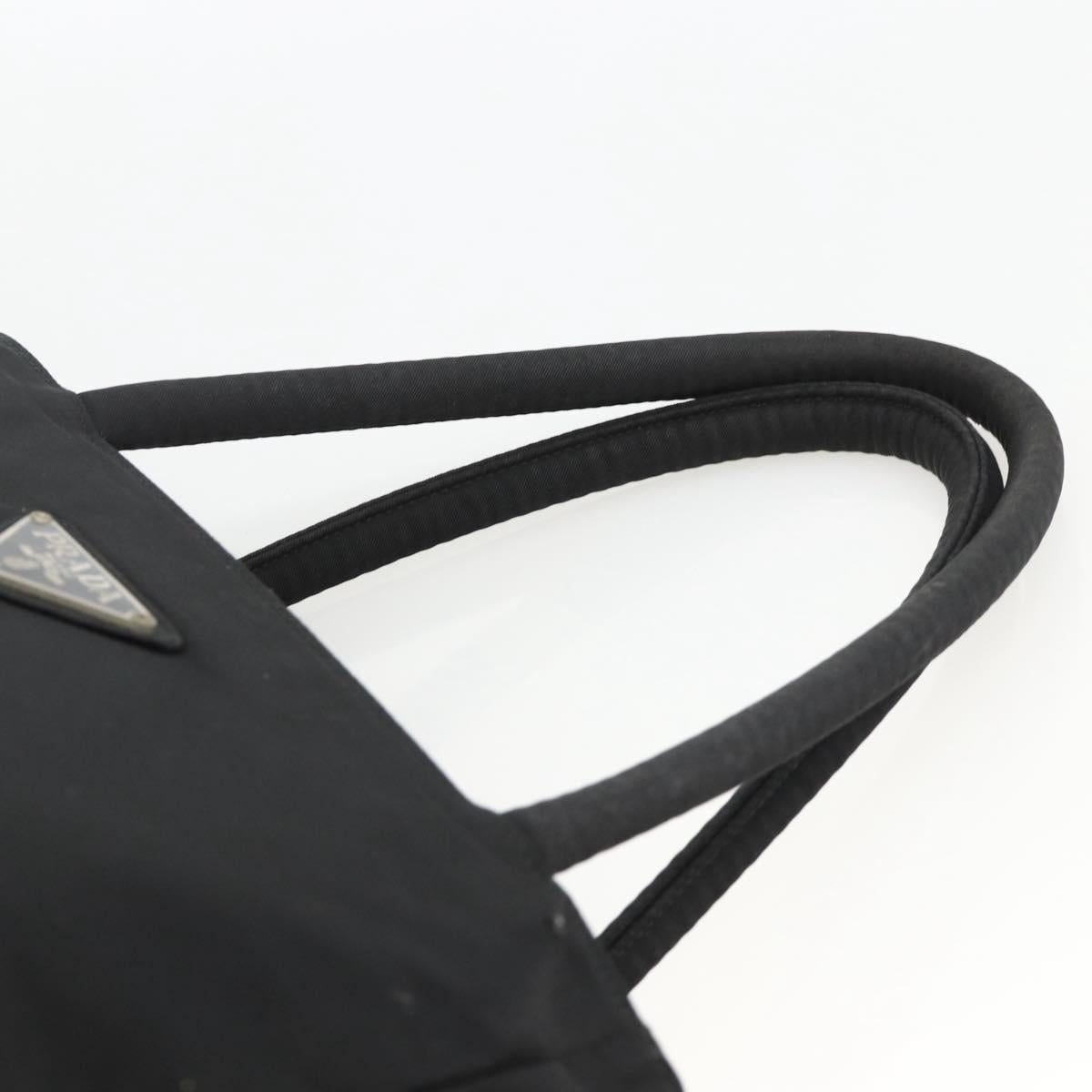 PRADA Hand Bag Nylon Black Silver Auth bs34251