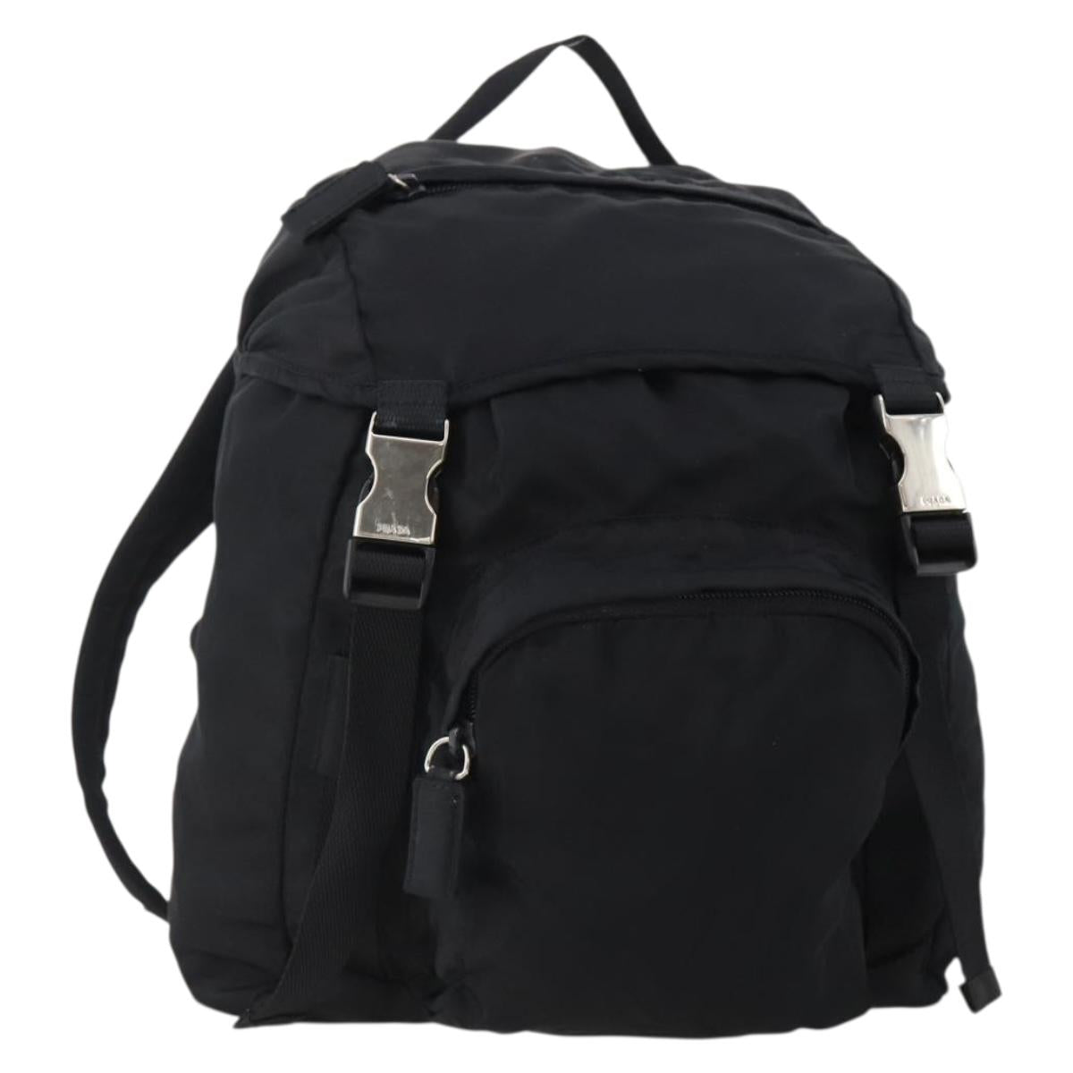 PRADA Backpack Nylon Black Silver Auth bs34260
