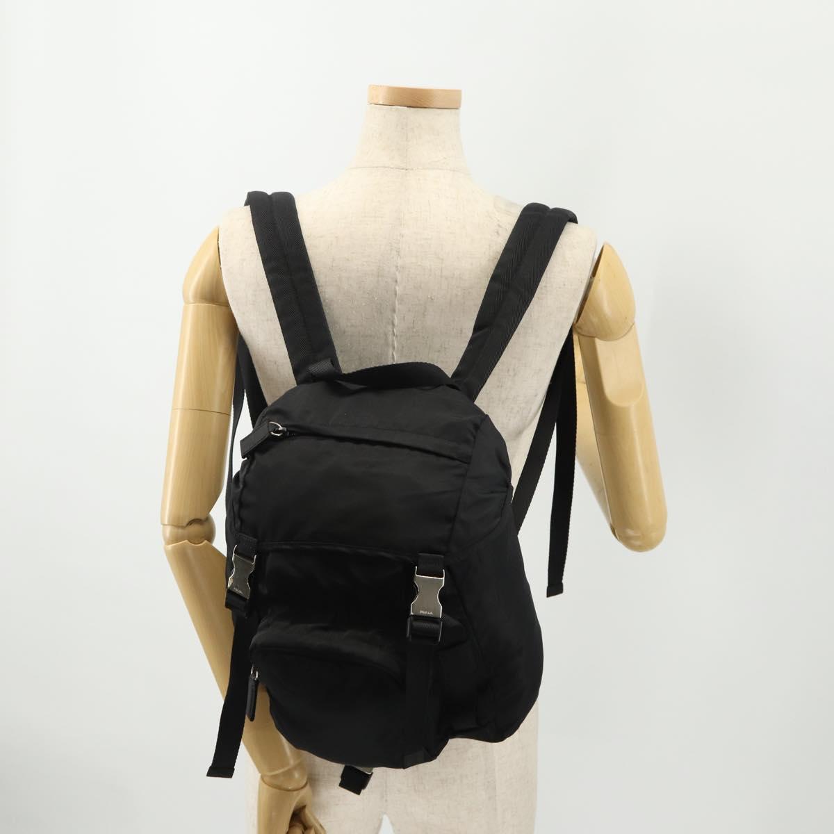 PRADA Backpack Nylon Black Silver Auth bs34260