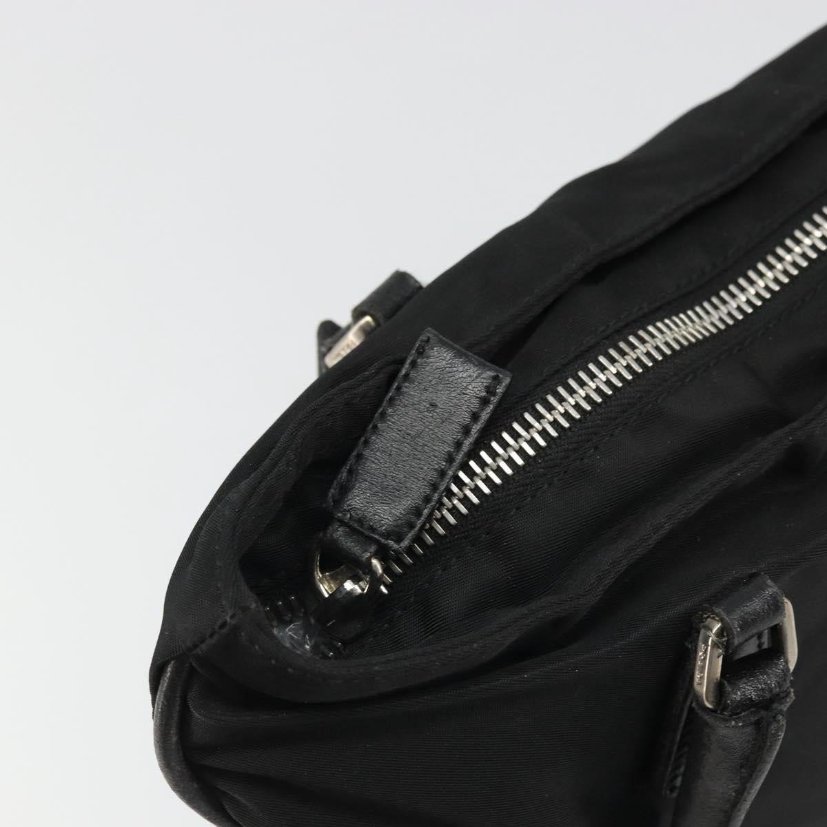 PRADA Hand Bag Nylon Black Silver Auth bs34261
