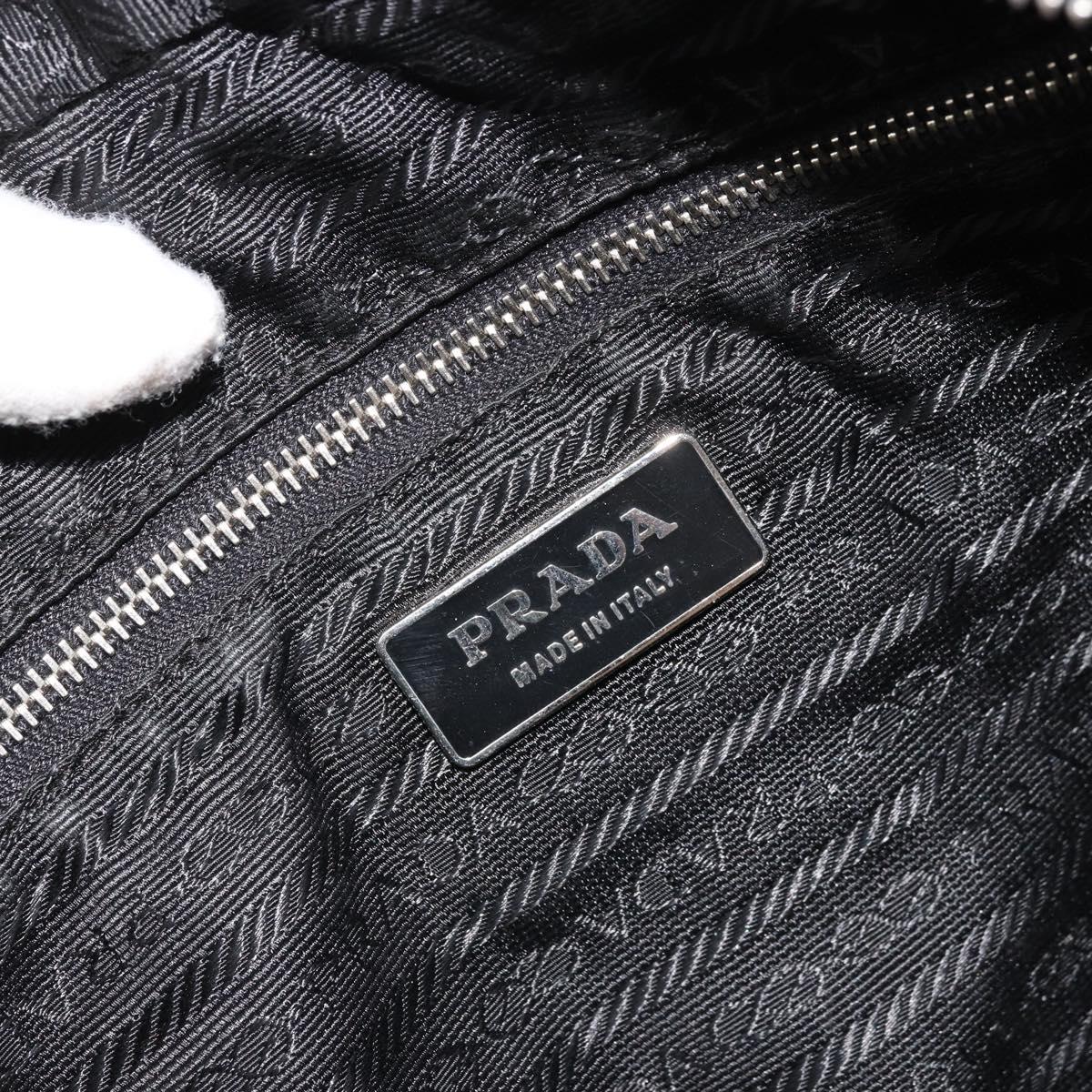 PRADA Hand Bag Nylon Black Silver Auth bs34261