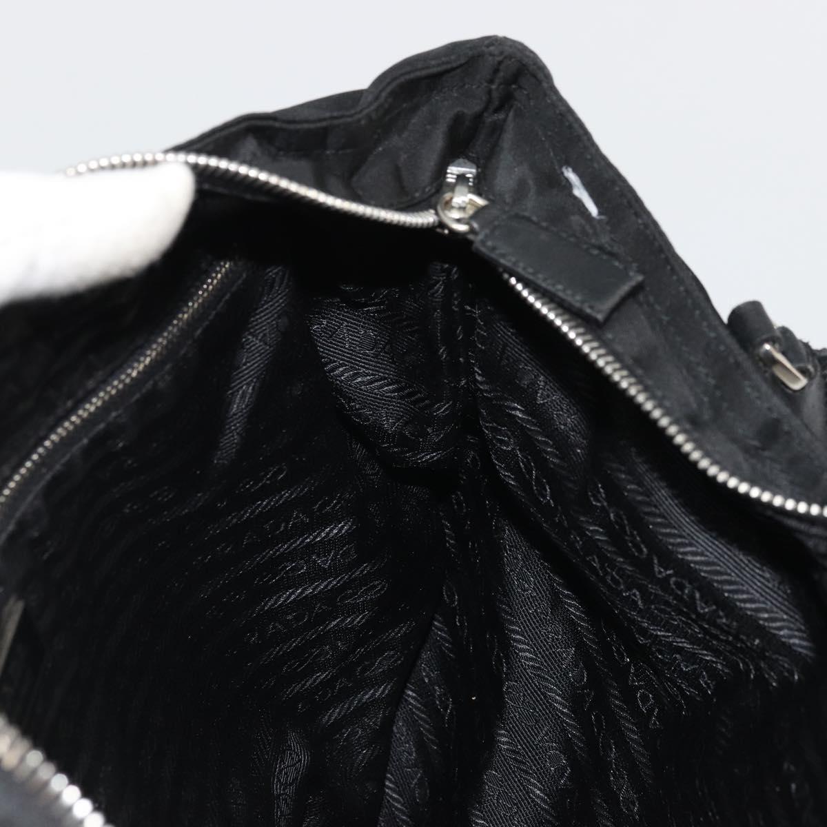 PRADA Hand Bag Nylon Black Silver Auth bs34261