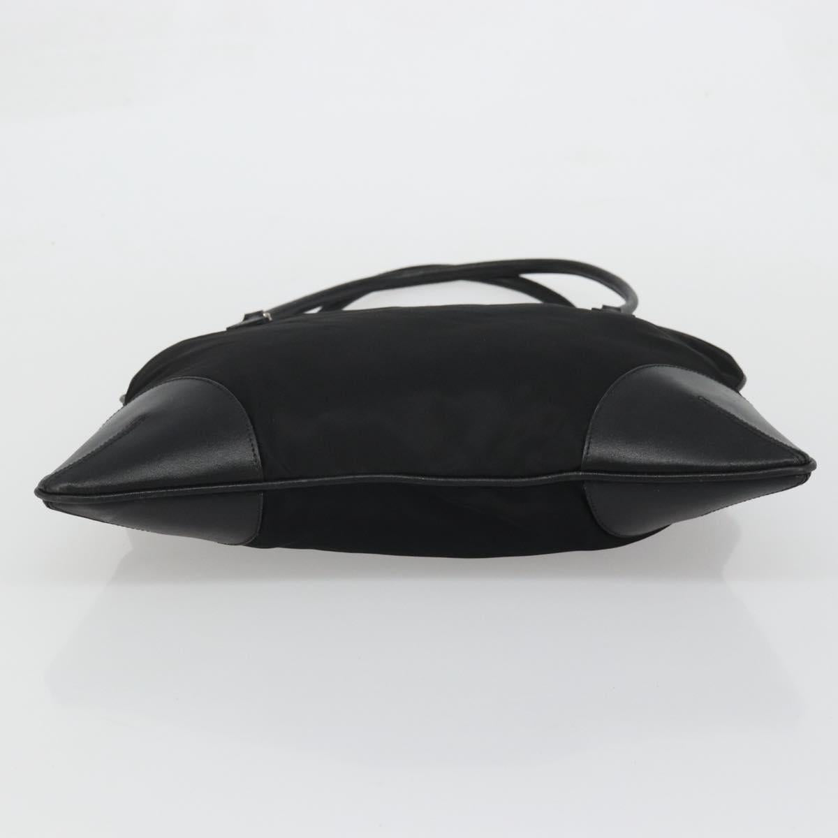 PRADA Hand Bag Nylon Black Silver Auth bs34261