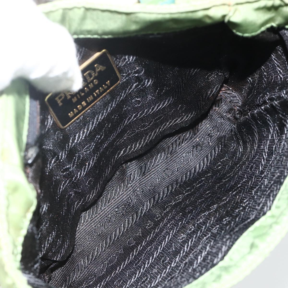 PRADA Chain Shoulder Bag Nylon Green Gold Auth bs34264