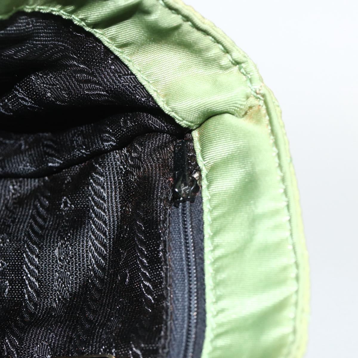 PRADA Chain Shoulder Bag Nylon Green Gold Auth bs34264