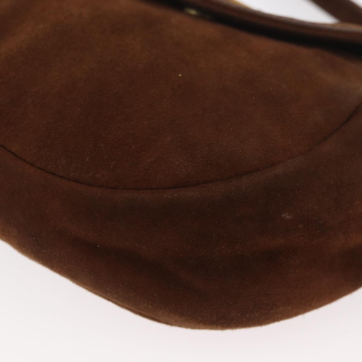PRADA Shoulder Bag Suede Brown Gold Auth bs34266