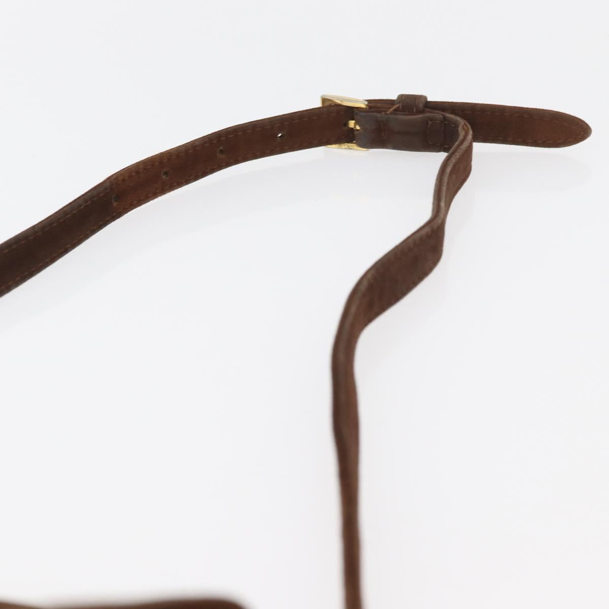 PRADA Shoulder Bag Suede Brown Gold Auth bs34266