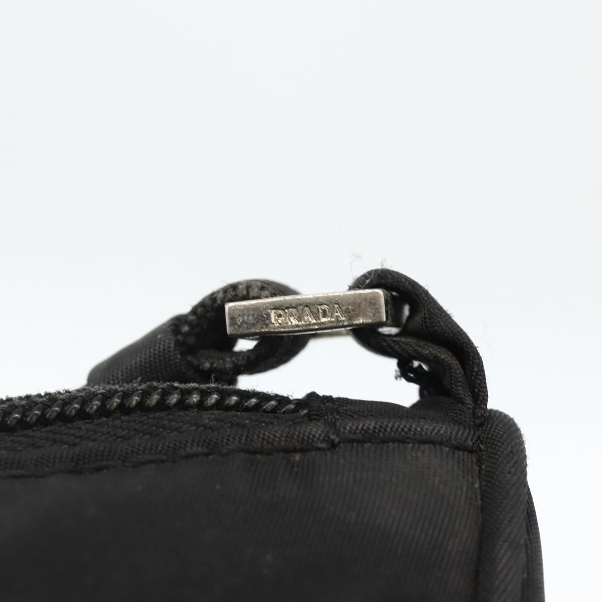 PRADA Accessory Pouch Nylon Black Silver Auth bs34268