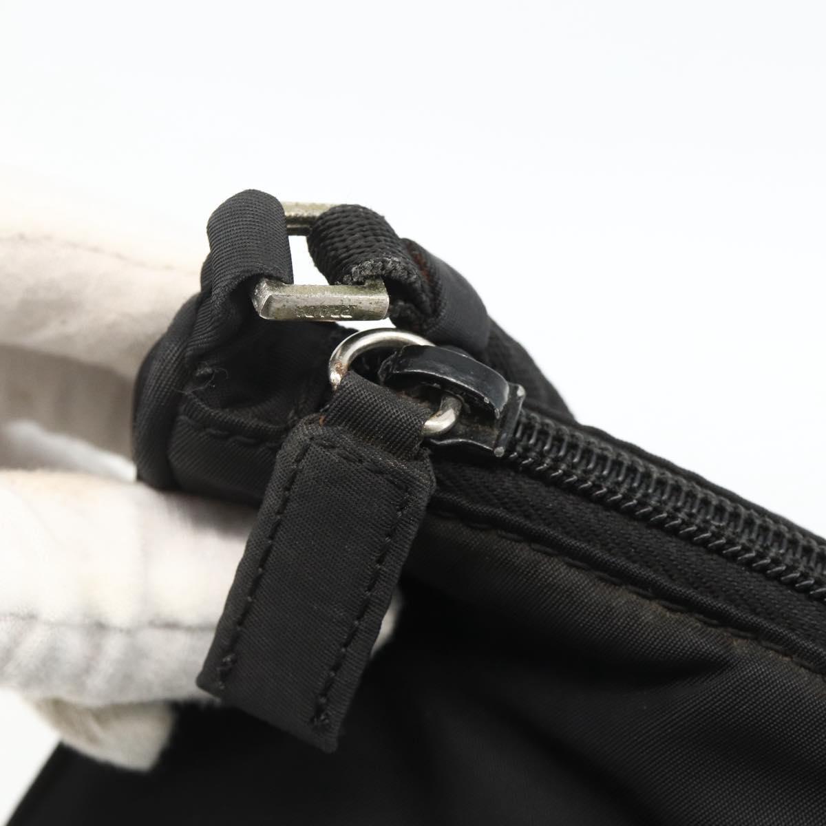 PRADA Accessory Pouch Nylon Black Silver Auth bs34268