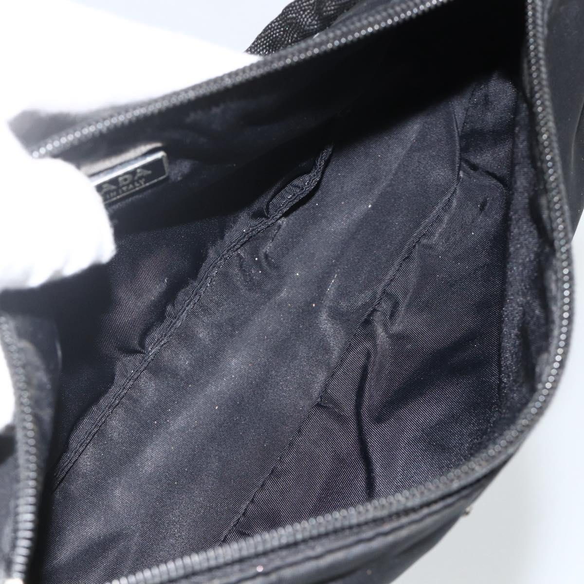 PRADA Accessory Pouch Nylon Black Silver Auth bs34268