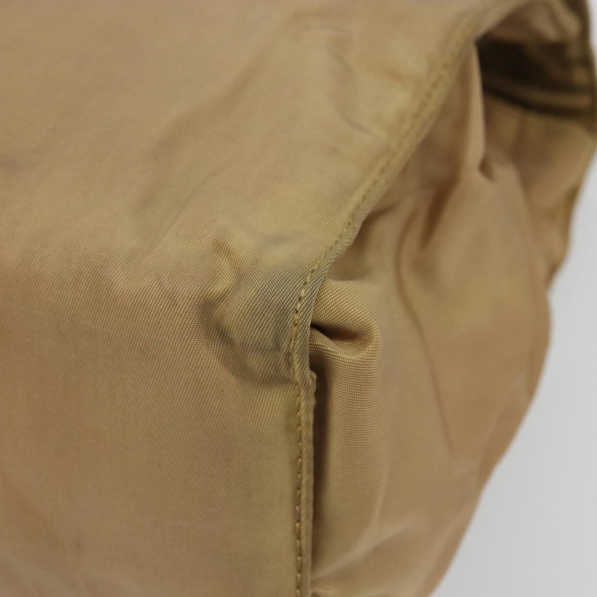 PRADA Hand Bag Nylon Beige Gold Auth bs34269
