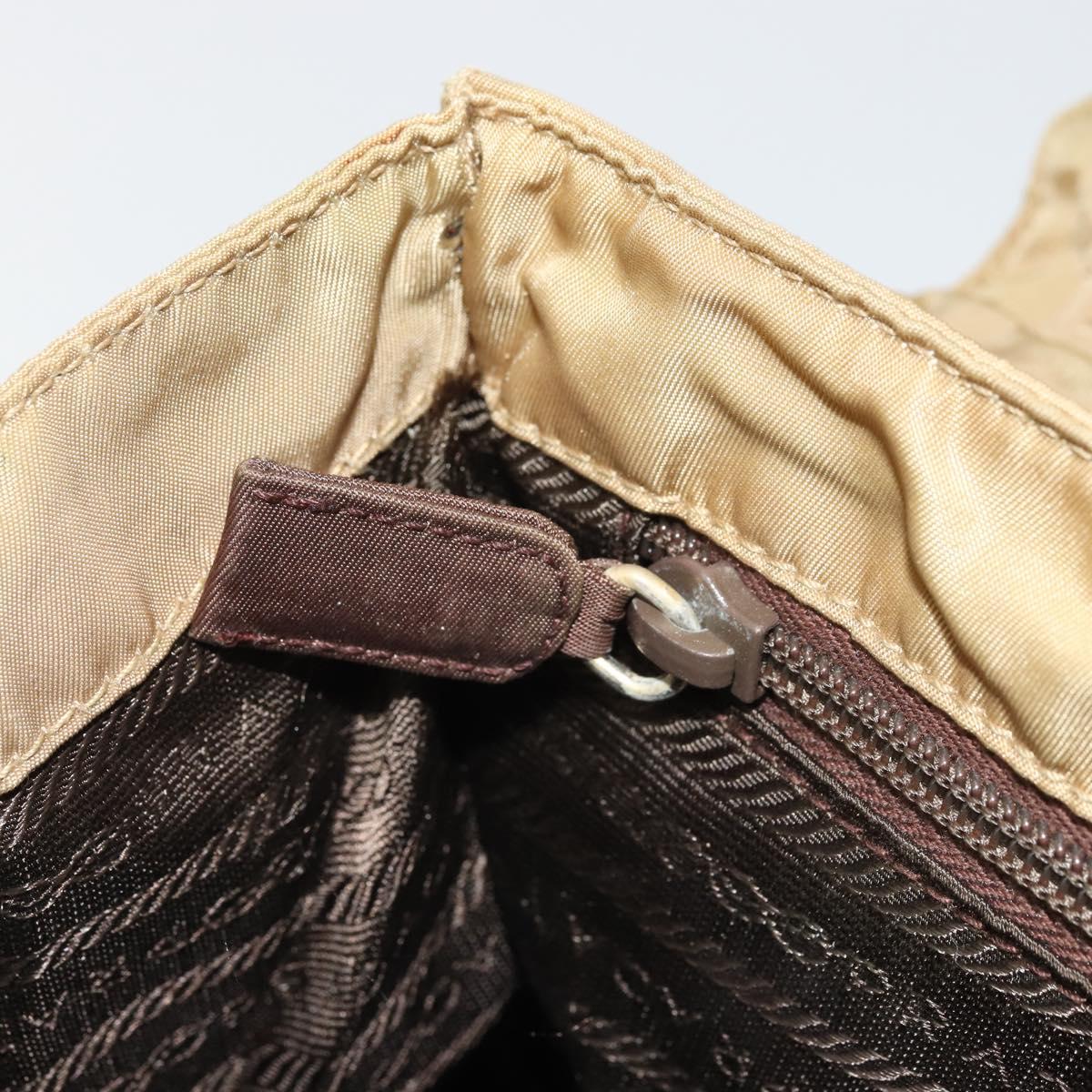 PRADA Hand Bag Nylon Beige Gold Auth bs34269