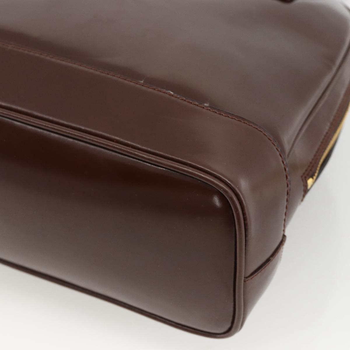 GUCCI Bamboo Tote Bag Patent leather Brown Gold Auth bs34270