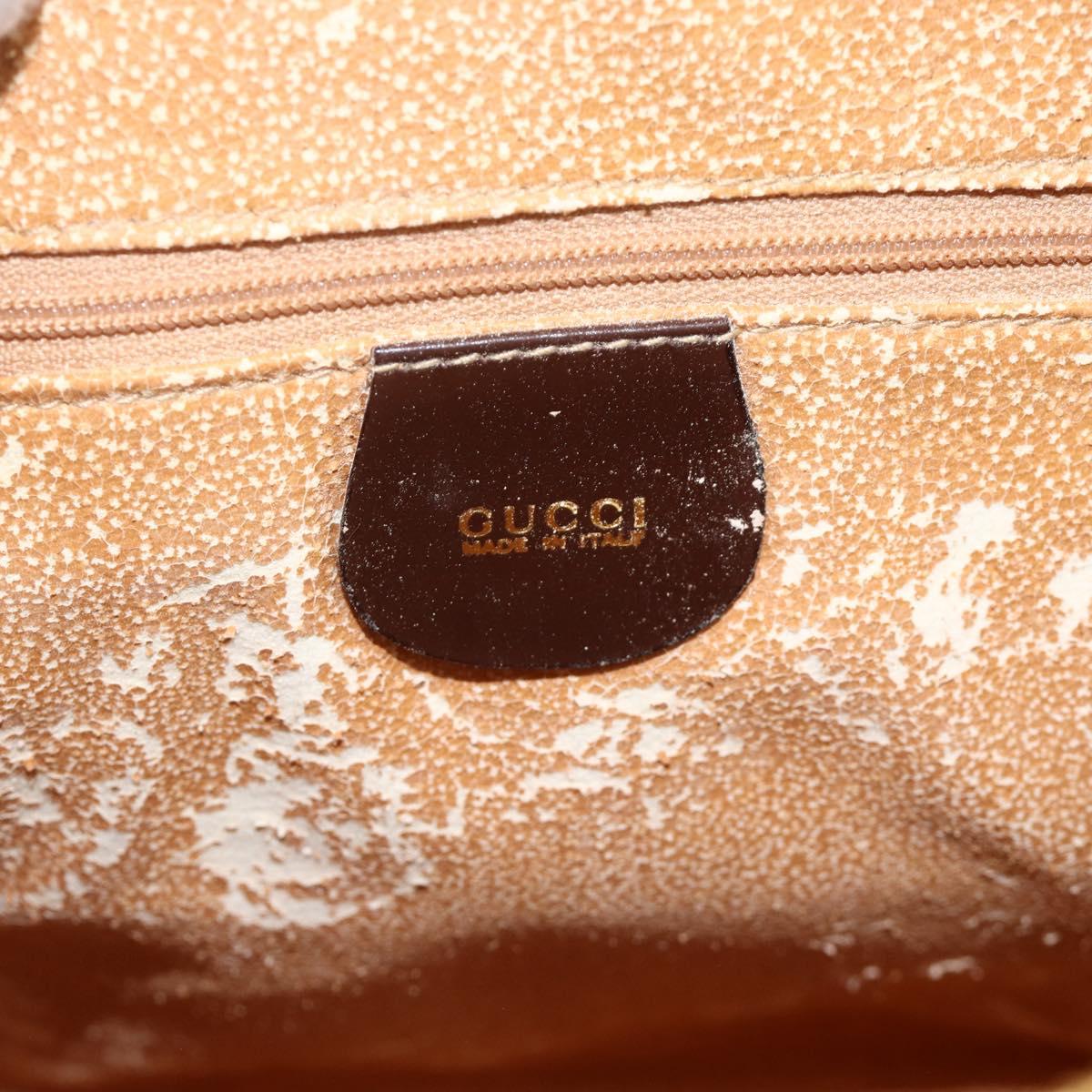 GUCCI Bamboo Tote Bag Patent leather Brown Gold Auth bs34270