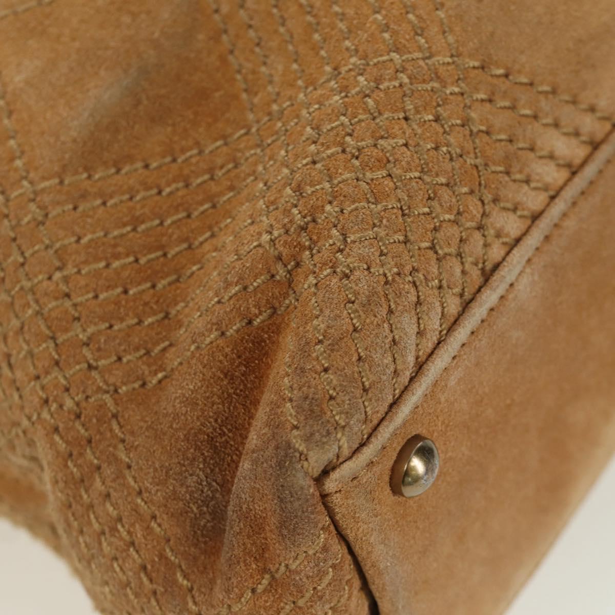 CHANEL Wild Stitch Hand Bag Suede Brown Gold CC Auth bs34273A