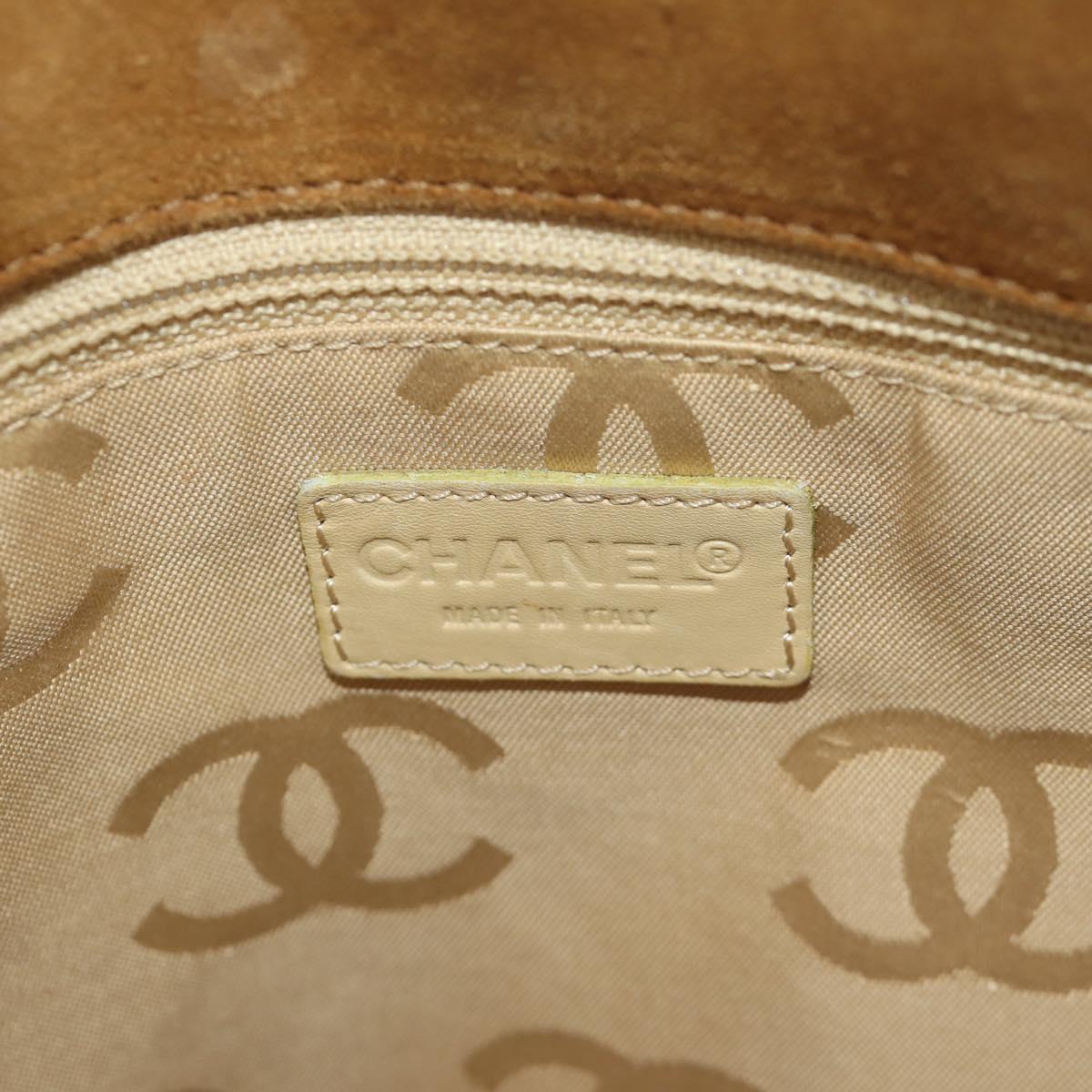 CHANEL Wild Stitch Hand Bag Suede Brown Gold CC Auth bs34273A