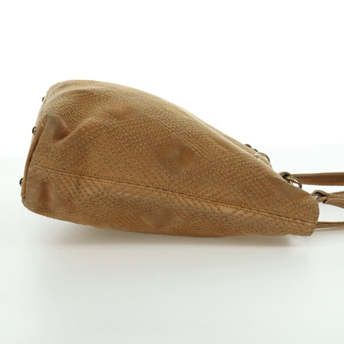 CHANEL Wild Stitch Hand Bag Suede Brown Gold CC Auth bs34273A