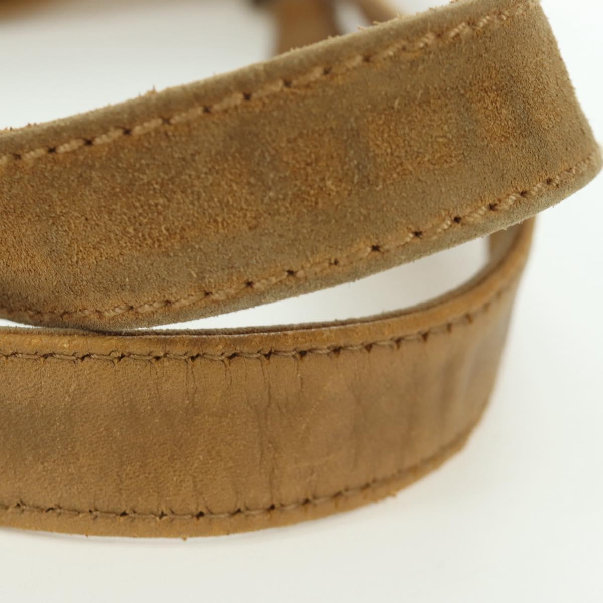 CHANEL Wild Stitch Hand Bag Suede Brown Gold CC Auth bs34273A