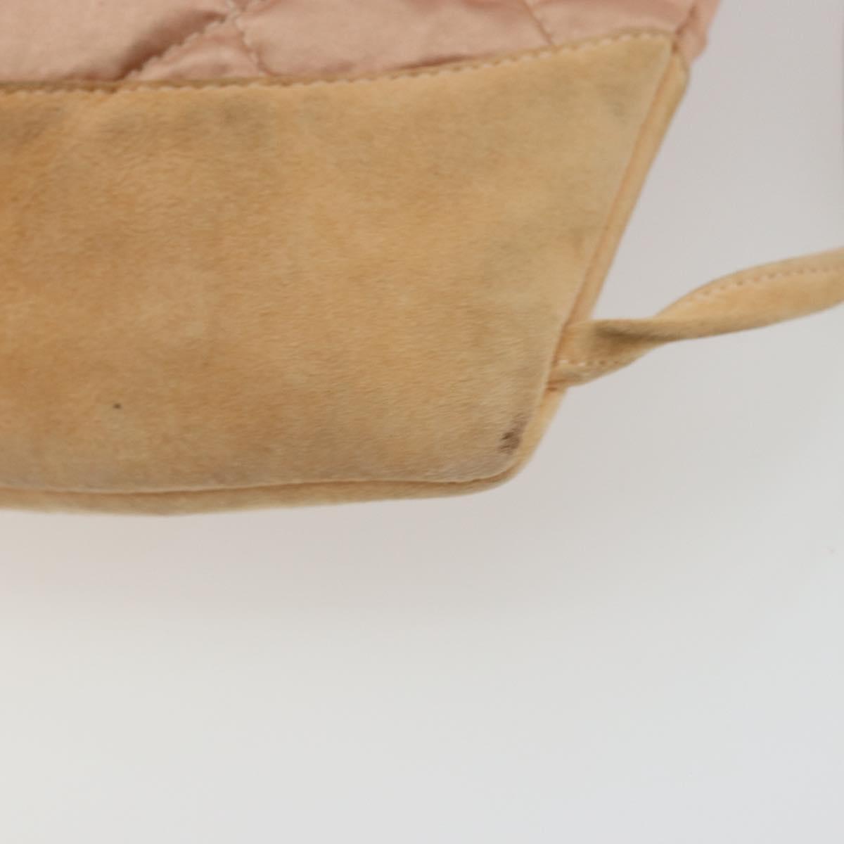 CHANEL Matelasse Purse Backpack Satin Pink Gold CC Auth bs34274