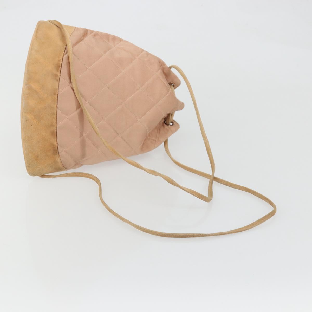 CHANEL Matelasse Purse Backpack Satin Pink Gold CC Auth bs34274