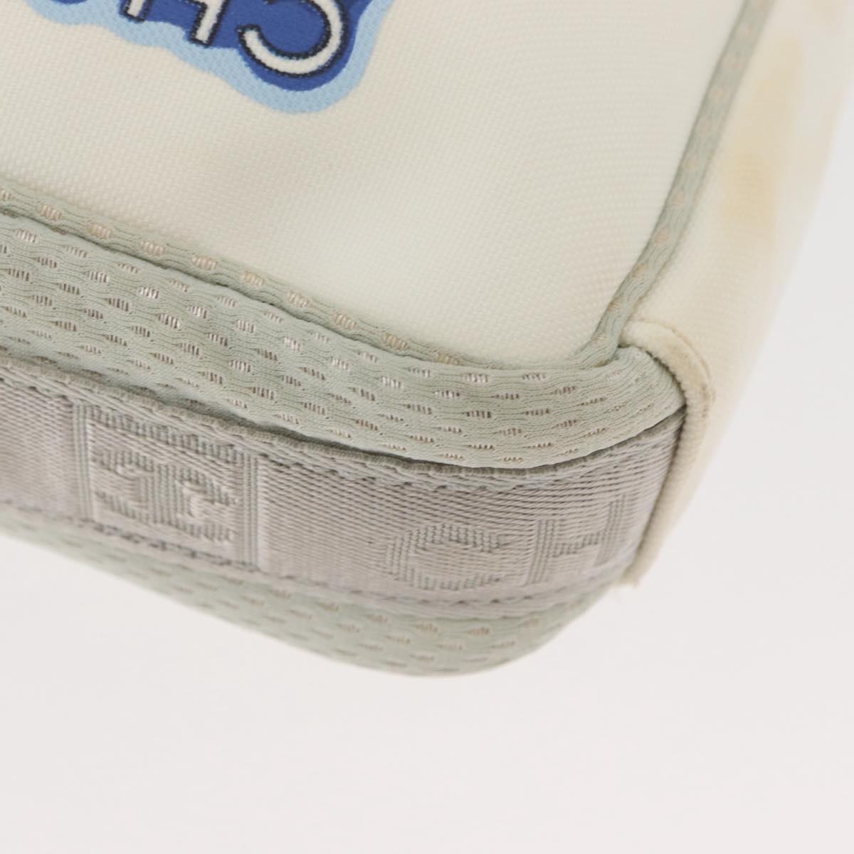 CHANEL Sports Camelia Shoulder Bag Nylon White Silver CC Auth bs34278
