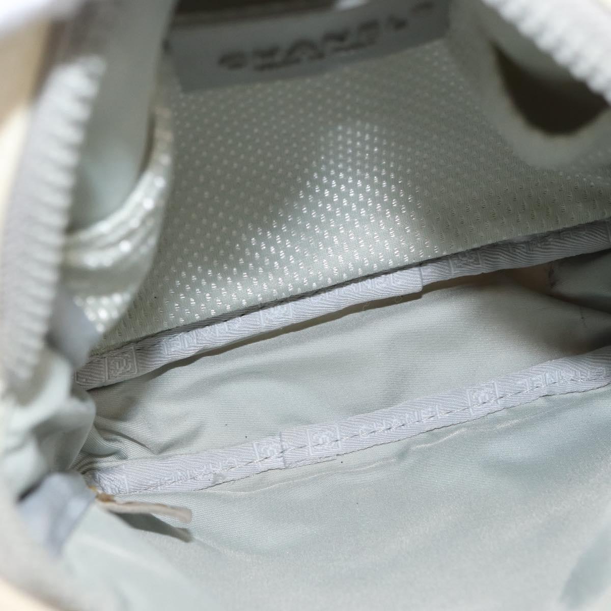 CHANEL Sports Camelia Shoulder Bag Nylon White Silver CC Auth bs34278