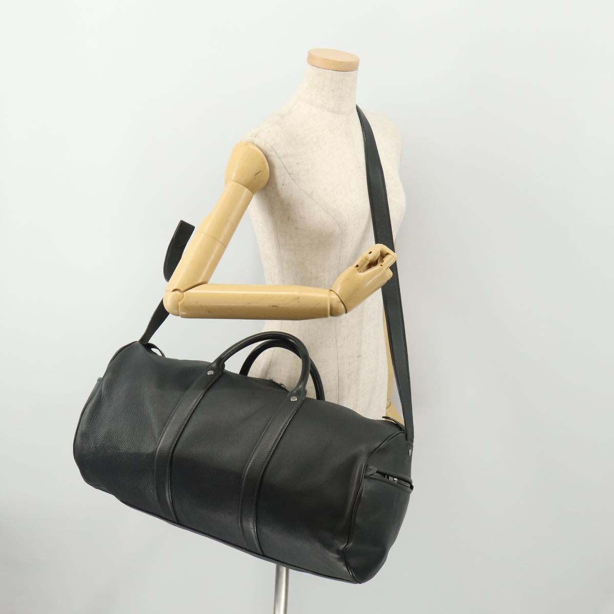LOUIS VUITTON Boston Bag Taurillon ClemenceLeather 2way Black LV Auth bs34310