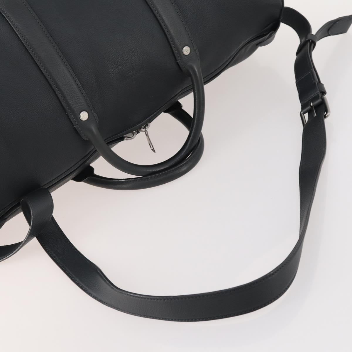 LOUIS VUITTON Boston Bag Taurillon ClemenceLeather 2way Black LV Auth bs34310