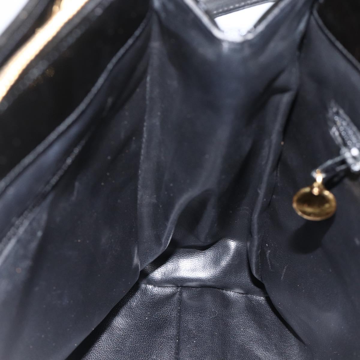 CHANEL Chain Tote Bag Patent Leather Black Gold CC Auth bs34313