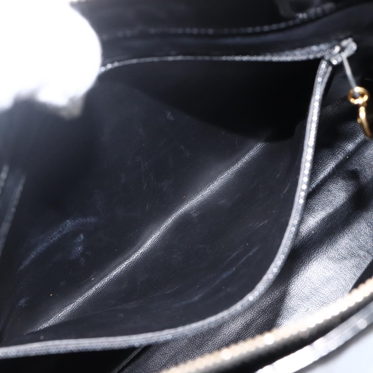 CHANEL Chain Tote Bag Patent Leather Black Gold CC Auth bs34313
