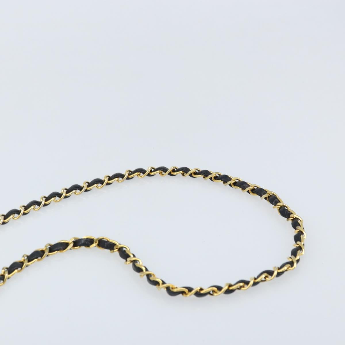 CHANEL Diana 25 Matelasse Chain Bag Patent Leather Black Gold CC Auth bs34314