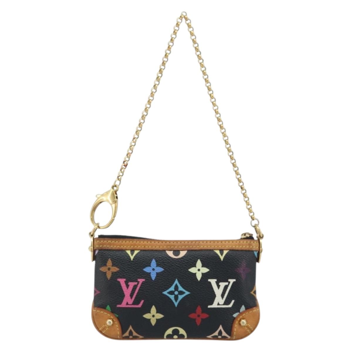 LOUIS VUITTON Multicolor Pochette Mira PM Pouch Black M60099 LV Auth bs34318A