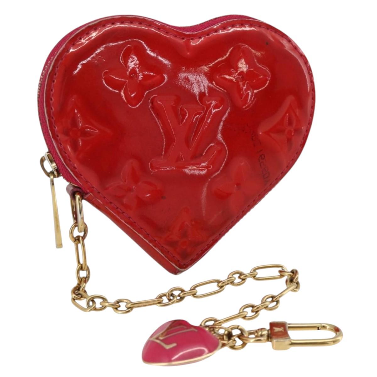 LOUIS VUITTON Vernis Porte Monnaie Coeur Coin Purse Rose Pop M93657 Auth bs34319