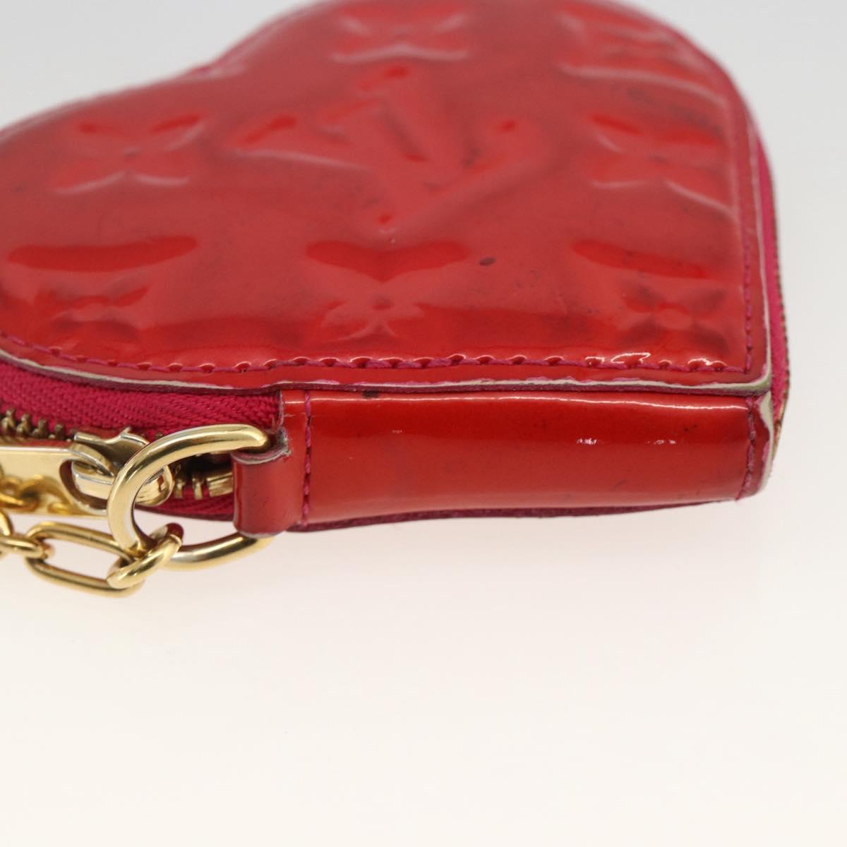 LOUIS VUITTON Vernis Porte Monnaie Coeur Coin Purse Rose Pop M93657 Auth bs34319