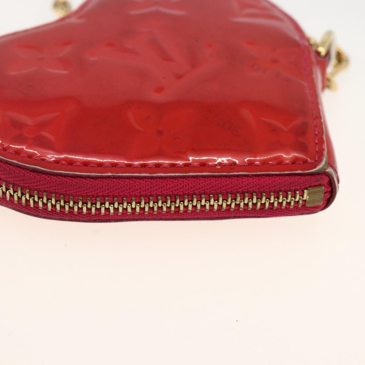 LOUIS VUITTON Vernis Porte Monnaie Coeur Coin Purse Rose Pop M93657 Auth bs34319