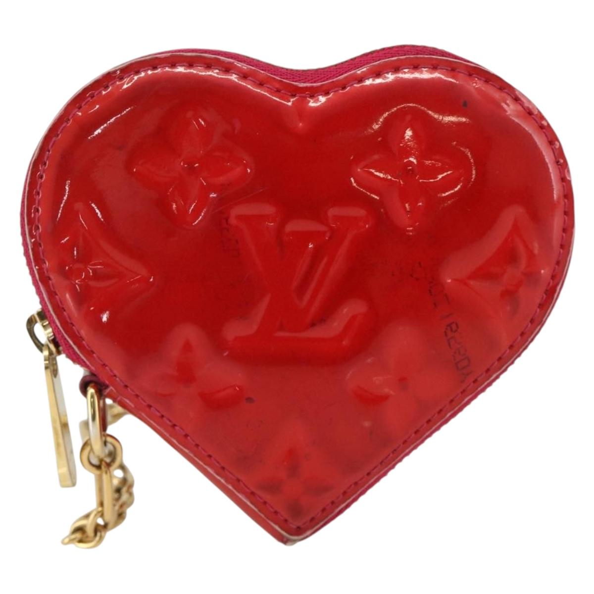 LOUIS VUITTON Vernis Porte Monnaie Coeur Coin Purse Rose Pop M93657 Auth bs34319