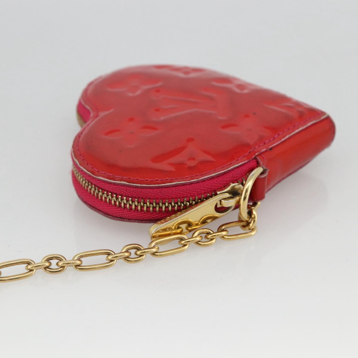 LOUIS VUITTON Vernis Porte Monnaie Coeur Coin Purse Rose Pop M93657 Auth bs34319