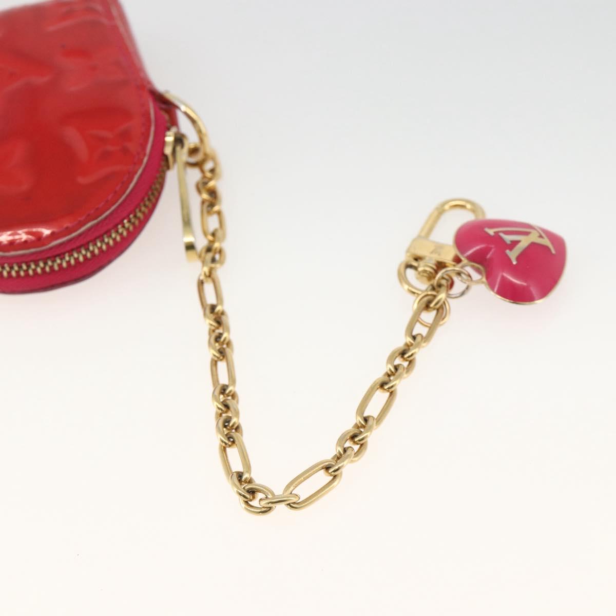 LOUIS VUITTON Vernis Porte Monnaie Coeur Coin Purse Rose Pop M93657 Auth bs34319