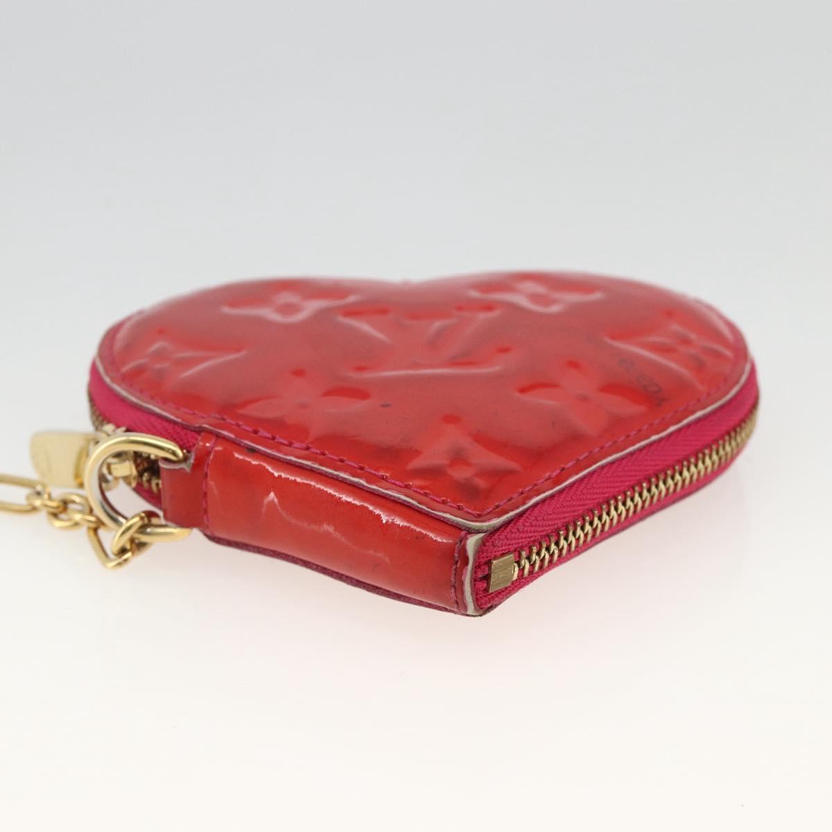 LOUIS VUITTON Vernis Porte Monnaie Coeur Coin Purse Rose Pop M93657 Auth bs34319
