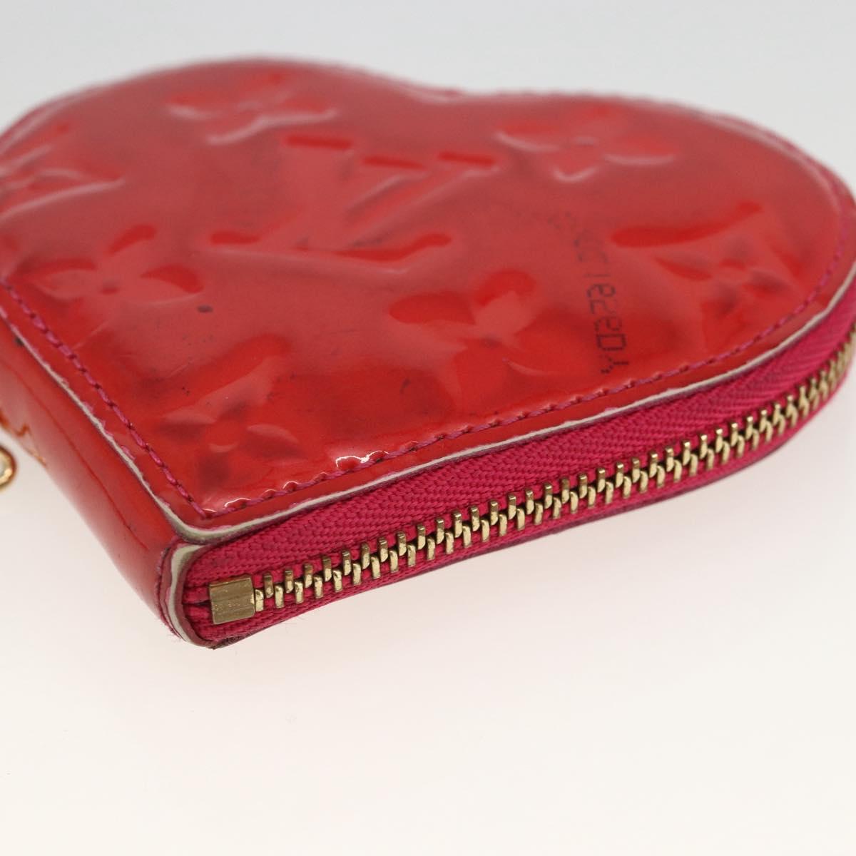 LOUIS VUITTON Vernis Porte Monnaie Coeur Coin Purse Rose Pop M93657 Auth bs34319