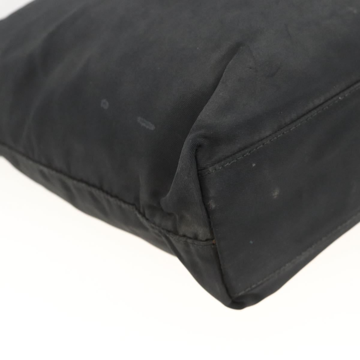 PRADA Hand Bag Nylon Black Silver Auth bs34325